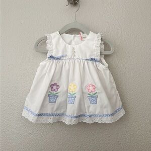 White Baby Dress with Floral Embroidery